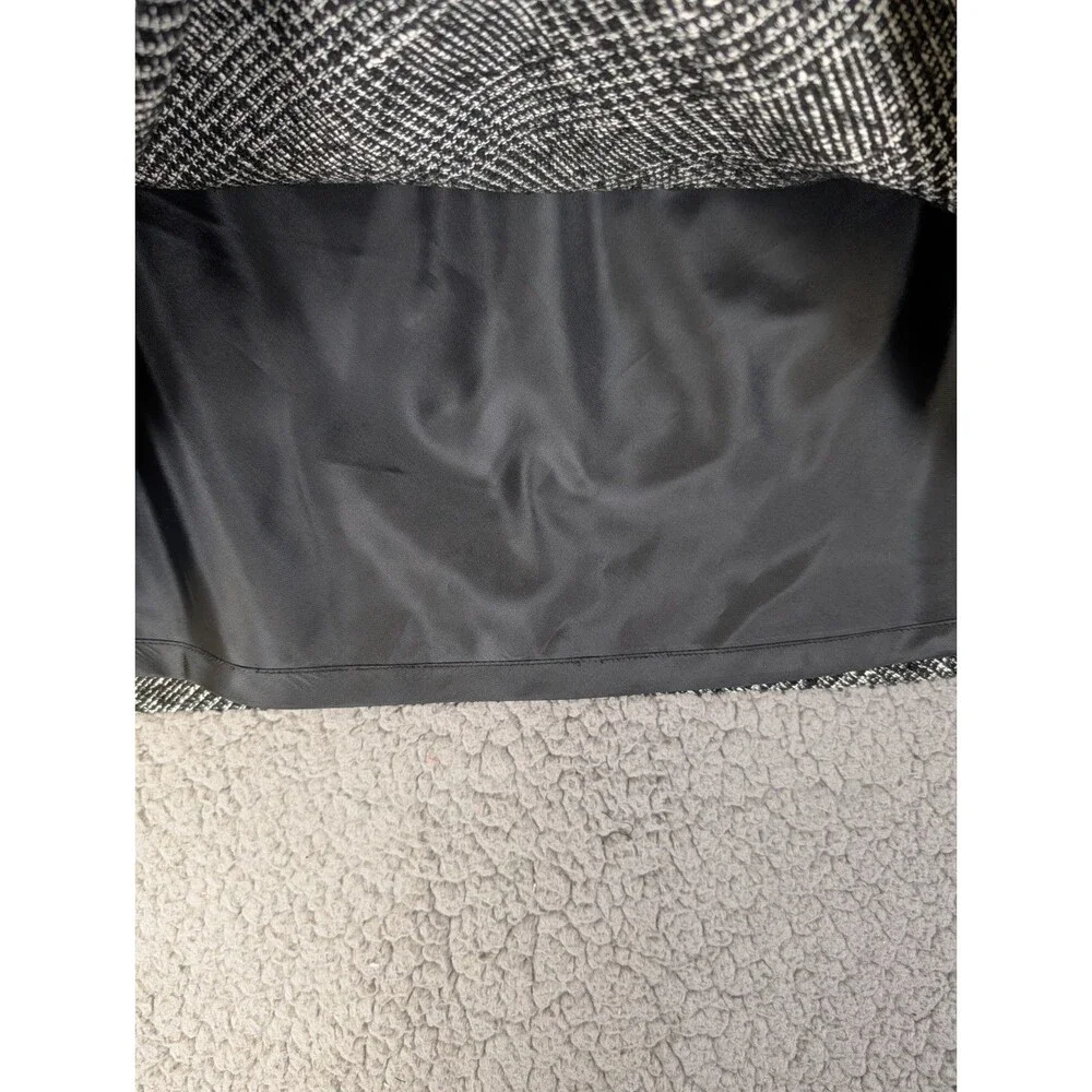 Talbots Tweed Skirt Faux Leather Trim Pockets Lined Black White Sz 16 Academia